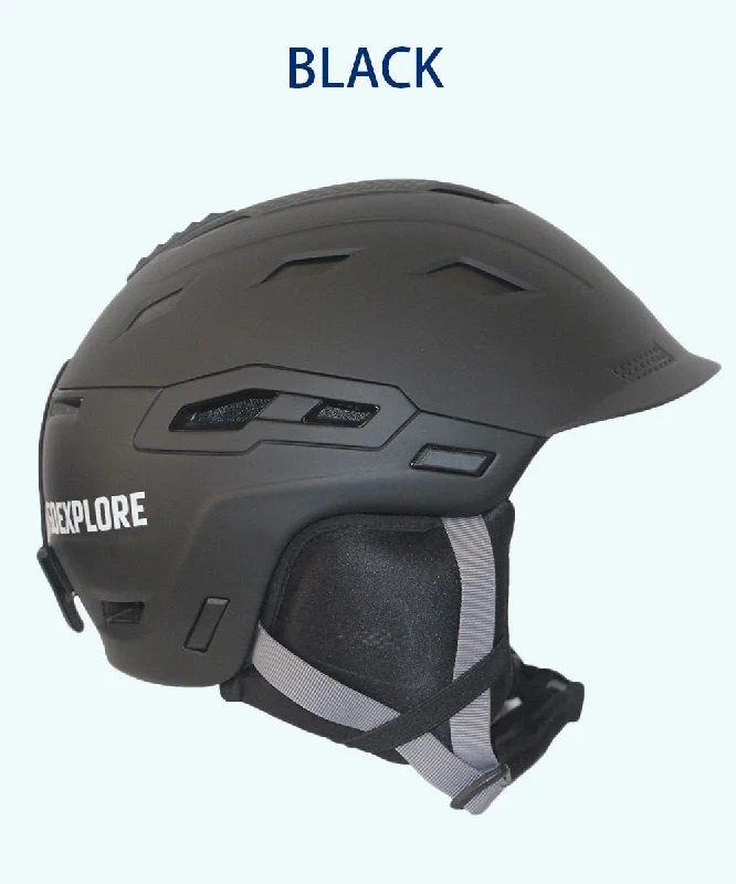 GOEXPLORE Matte Black and White Snowboard Helmet