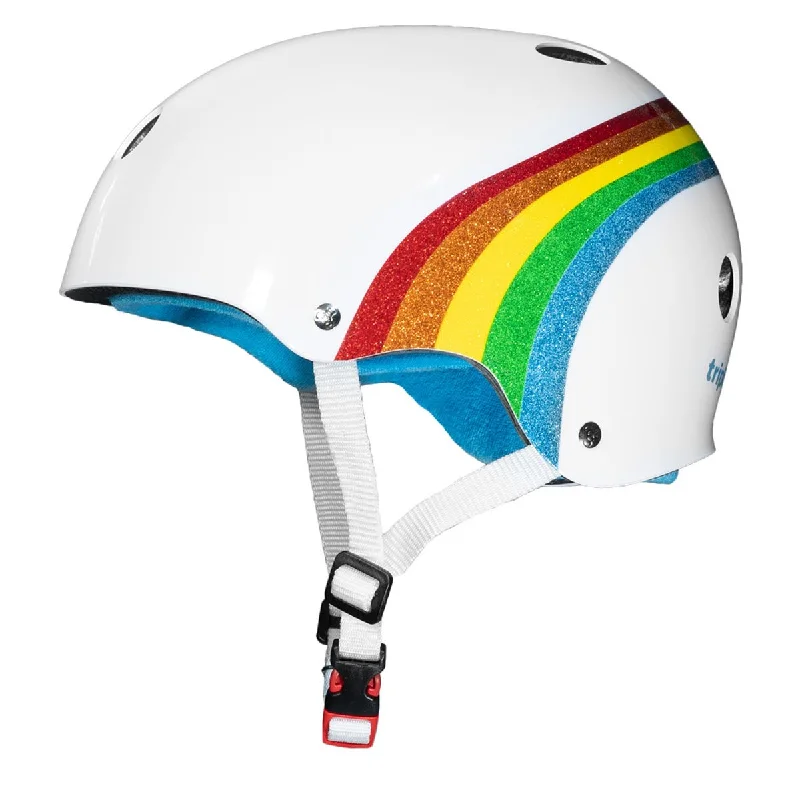 Triple Eight Certified Sweatsaver Helmet Helmet - White Gloss/Rainbow