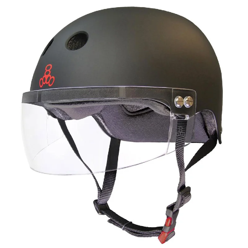 Triple Eight Certified Sweatsaver With Visor Helmet - Black Rubber