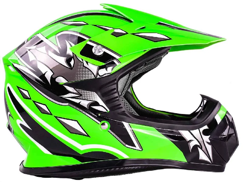 Green Youth Kids Off Road Helmet