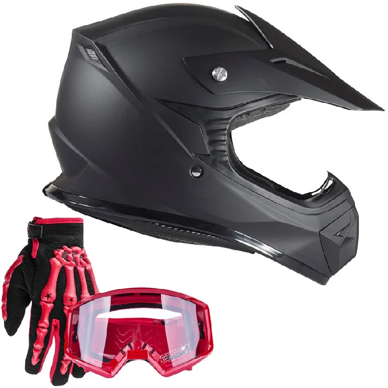 Youth Helmet Combo Matte Black w/ Red