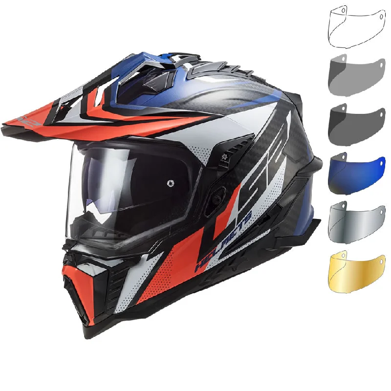 LS2 MX701 Explorer Carbon Focus Dual Sport Motorcycle Helmet & Visor