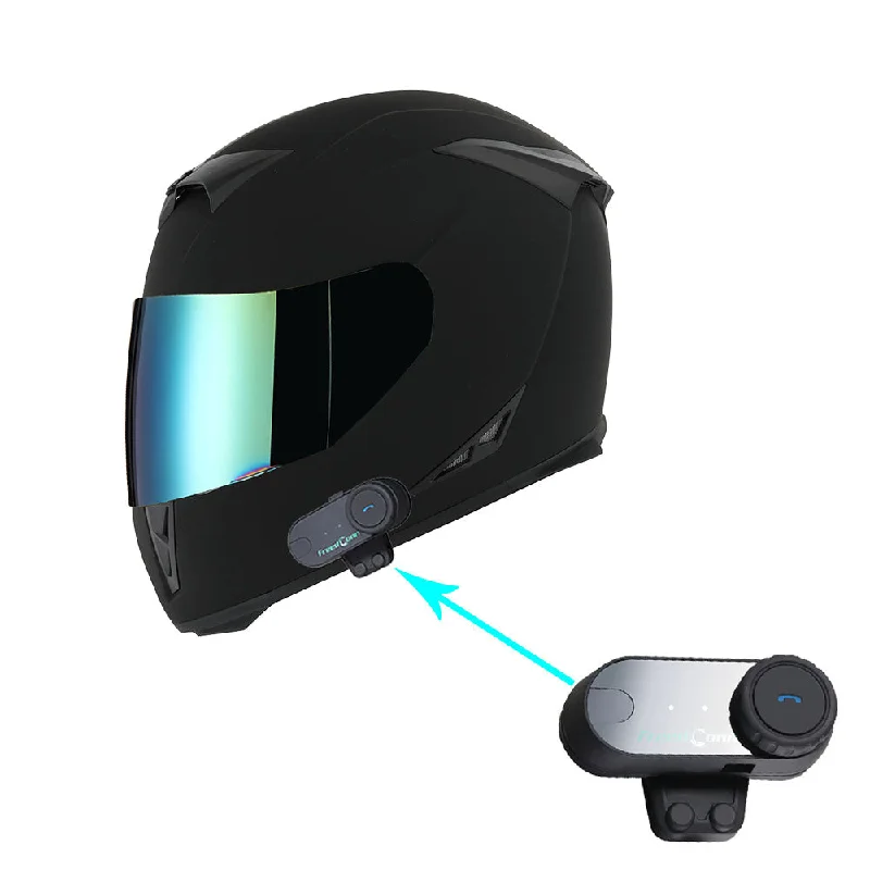 1Storm Motorcycle Full Face Helmet Skull King HJK311 Matt Black + One Extra Clear Shield + Motorcycle Bluetooth Headset