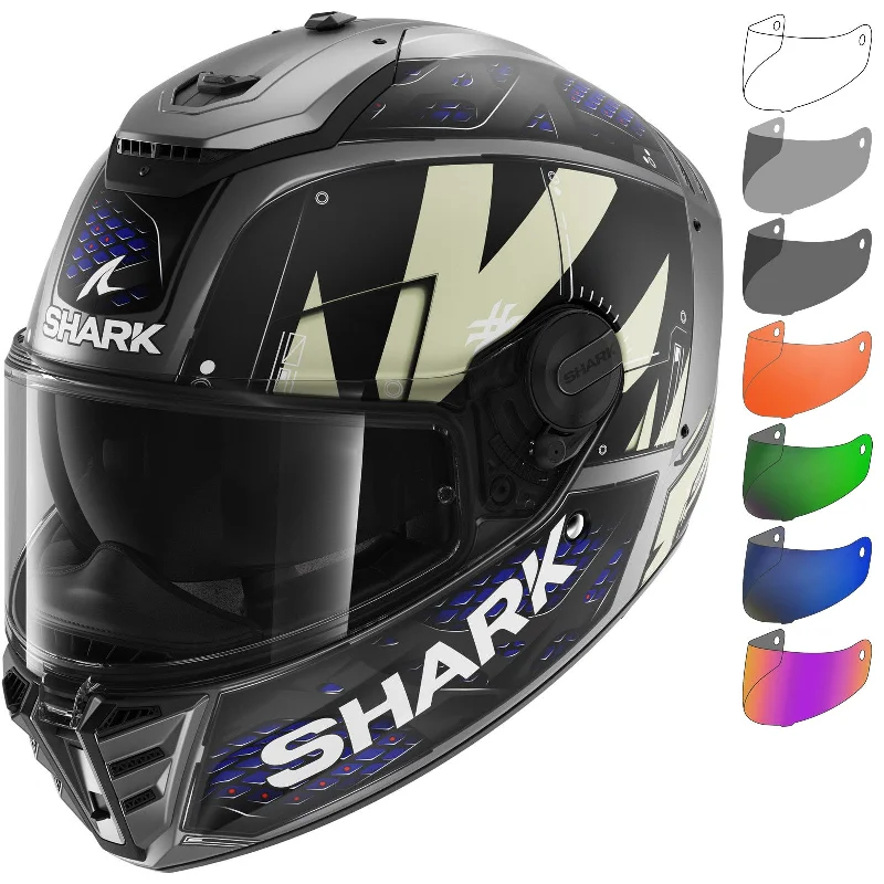 Shark Spartan RS Stingrey Matt Anthracite Blue Motorcycle Helmet & Visor