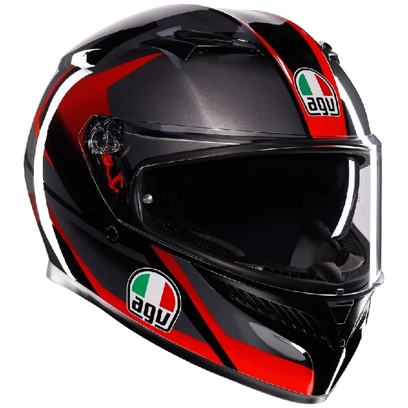 AGV K3 E2206 Full Face Motorcycle Helmet - Striga Matt Black, Grey, Red