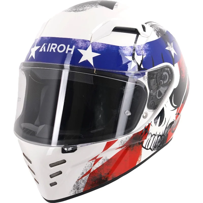 Airoh Connor Nation Motorcycle Helmet - White Red Blue