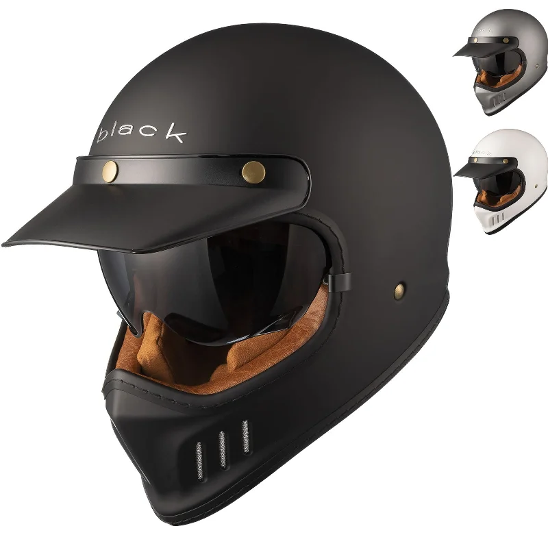 Black Royale Solid Retro Motorcycle Helmet