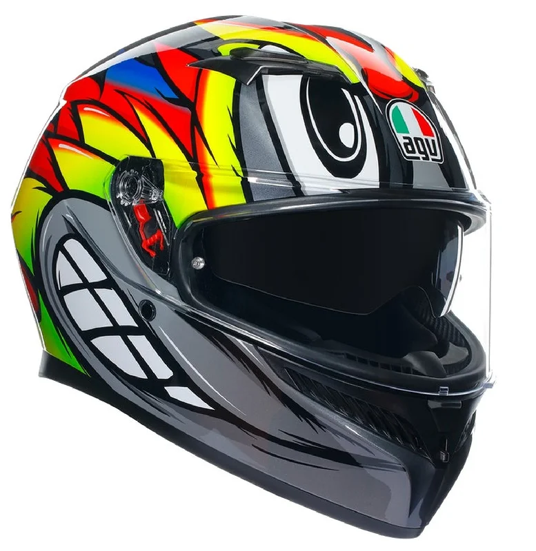 AGV K3 E2206 Full Face Motorcycle Helmet - Birdy 2.0 Grey, Yellow, Red