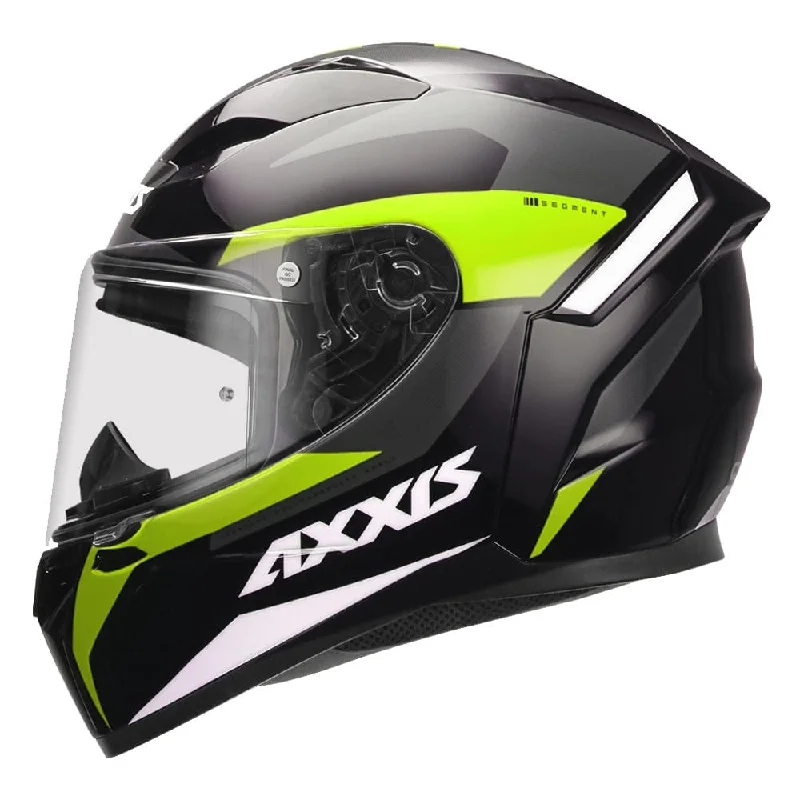 Axxis Segment Ocean Gloss Black Fluorescent Green Motorcycle Helmet