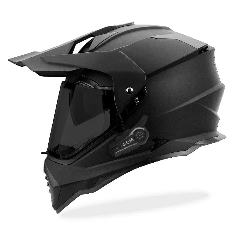 GDM BEAST Hypersonic Bluetooth Dual Sport Full Face Helmet Matte Black ATV Motocross Snowmobile