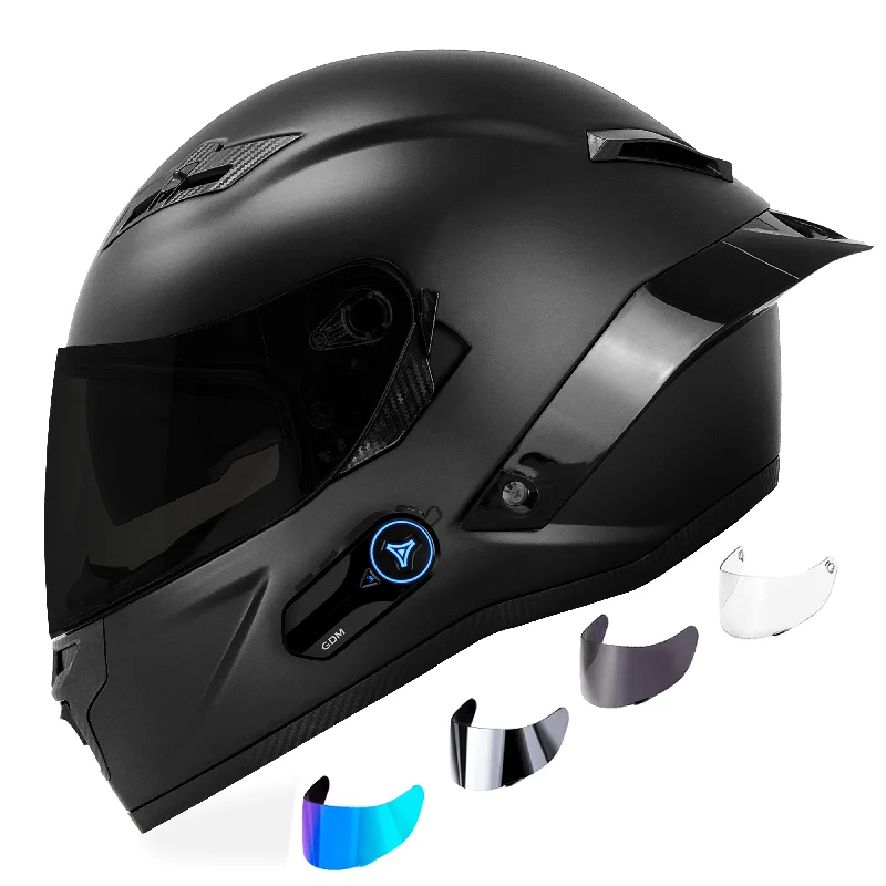 GDM Demon Bluetooth Motorcycle Helmet with Intercom and 4 Shields