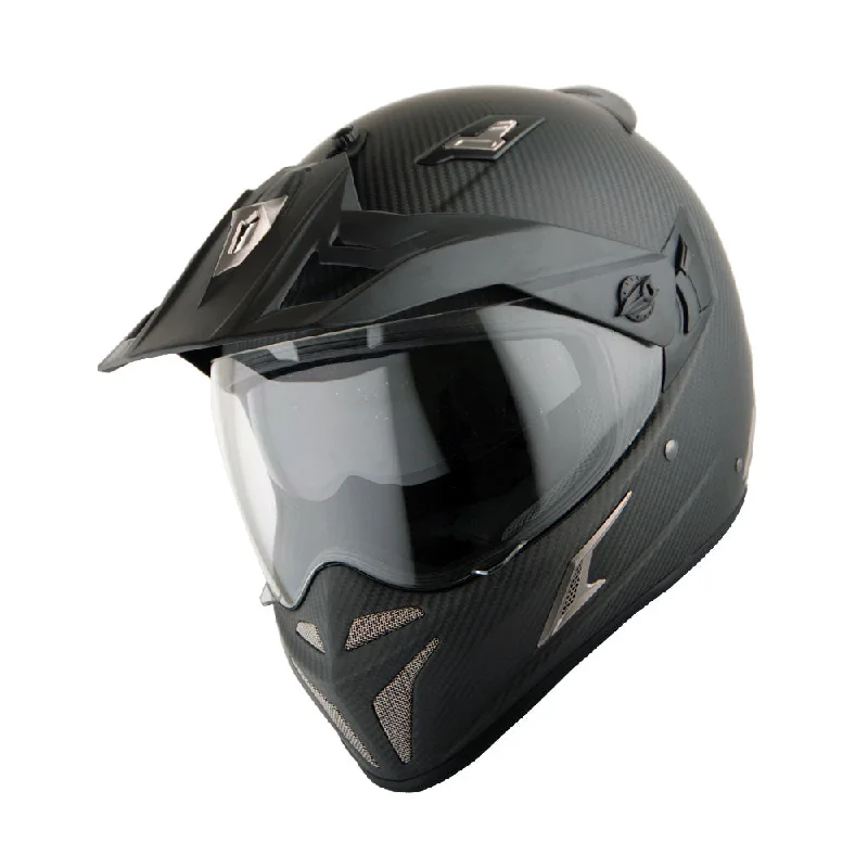 Martian Genuine Real Carbon Fiber Motorcycle Modular Flip up Full Face Helmet HB-BXN-L9 Matt Carbon Black, DOT Approved