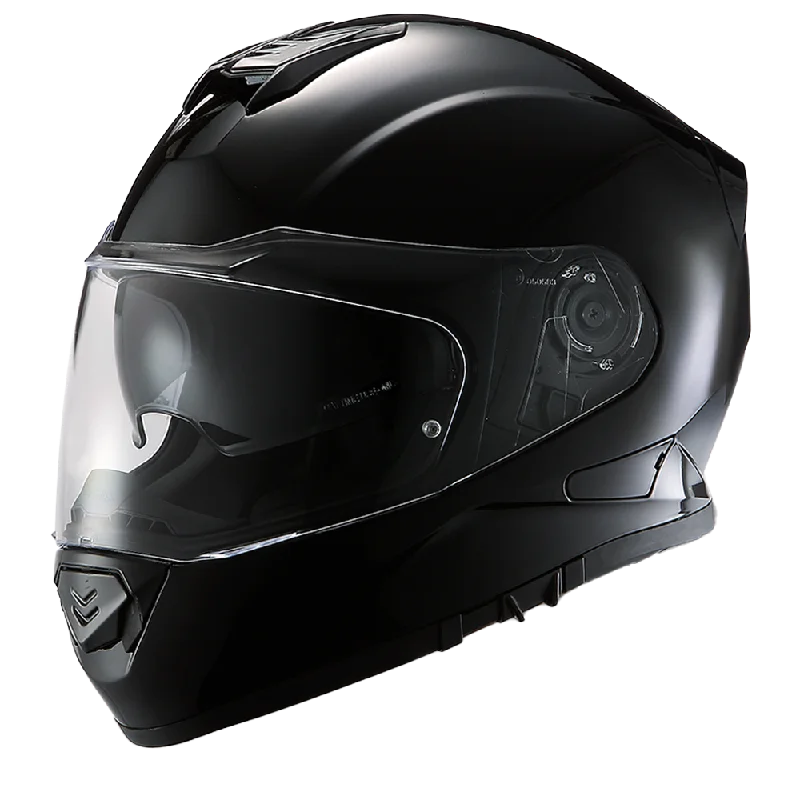 Daytona Detour Full Face Motorcycle Helmet - DOT Certified, Dual Visor, Street Bike Helmet, Men/Women/Youth - Hi-Gloss Black