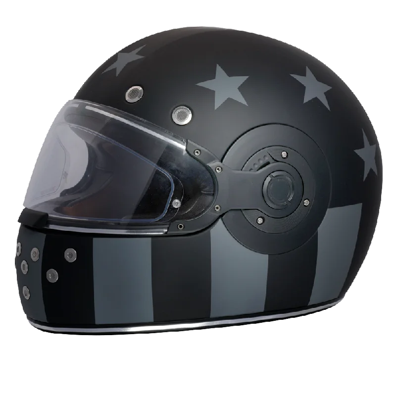 DOT Daytona Retro Full Face Motorcycle Helmet: Vintage Style for Men, Women, & Youth - W/ Captain America Stealth