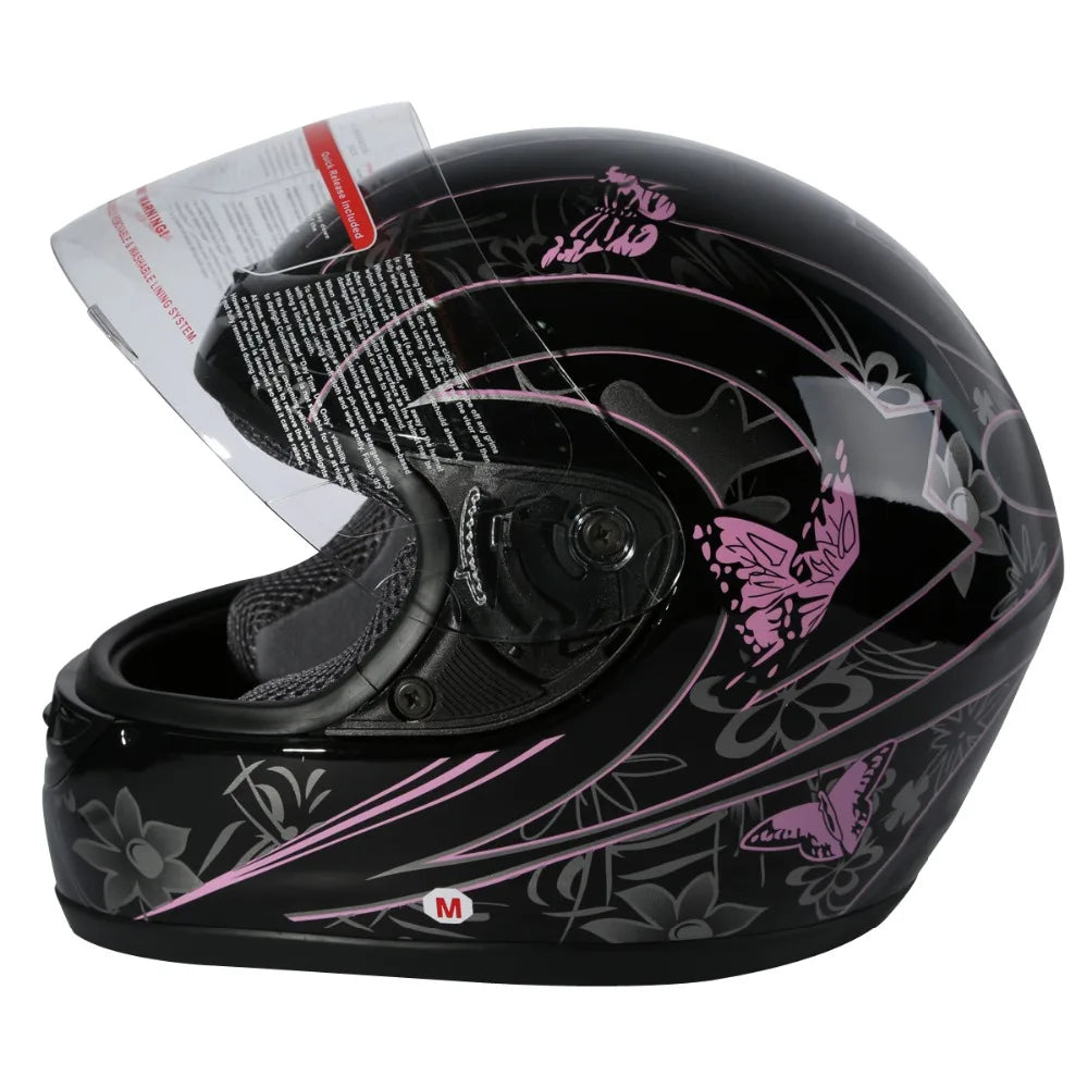 Black Butterfly Motorcycle Full Face Helmet