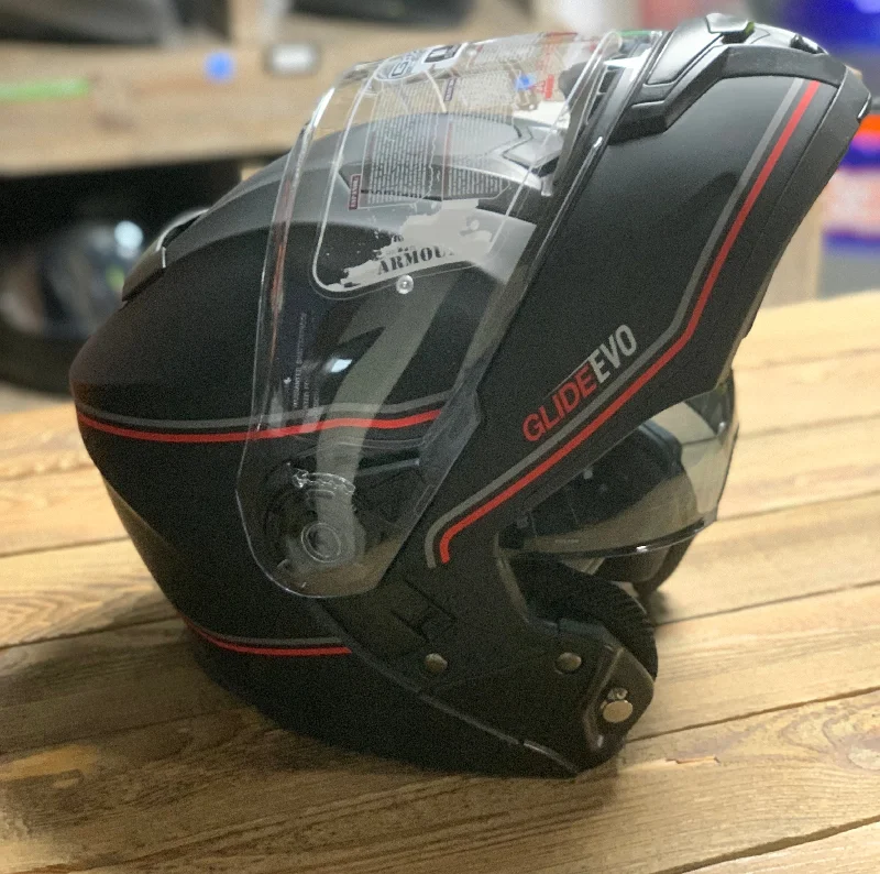 G-Mac Glide Evo Flip Front Warehouse Motorcycle Helmet Satin Black/Grey/Red - Medium