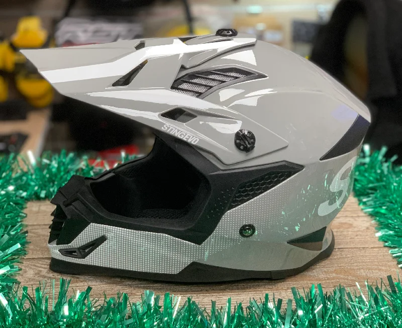 G-Mac Sting Evo Motocross MX Helmet Grey/White - Display Model