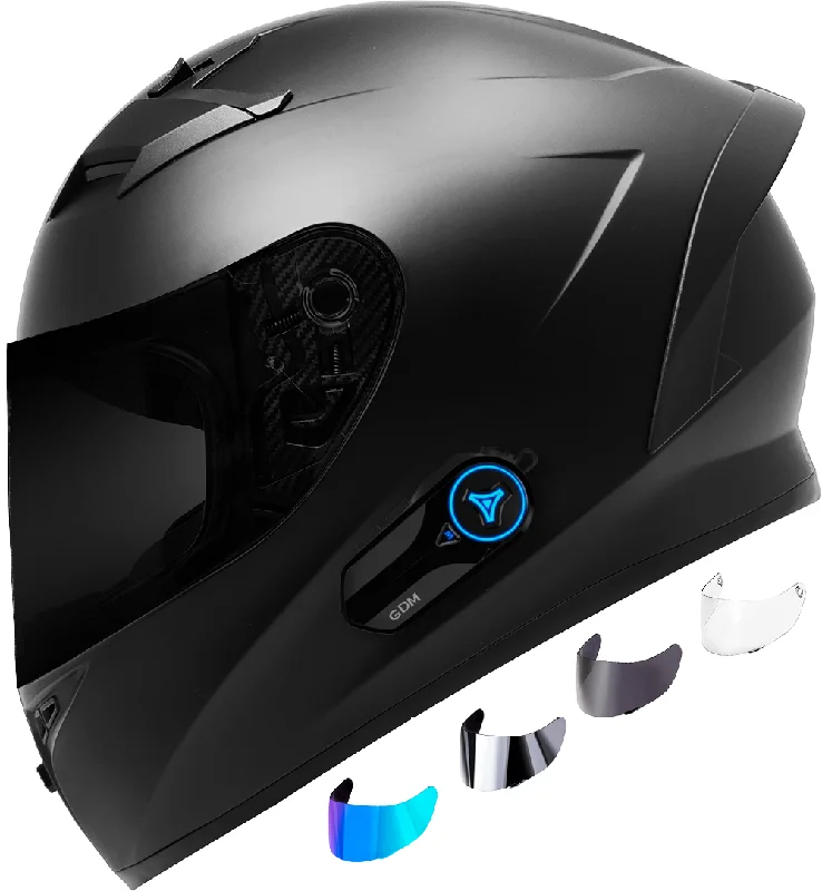 GDM VENOM Bluetooth Motorcycle Helmet with Intercom and 4 Shields