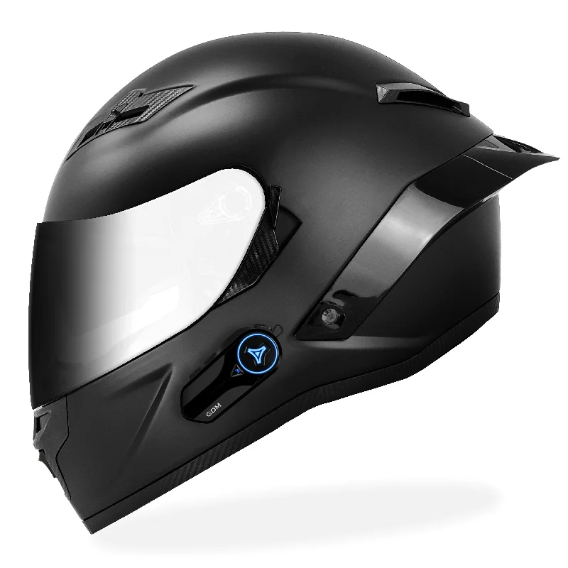 GDM Demon Full Face Motorcycle Helmet + Intercom Bluetooth Headset + Chrome Shield