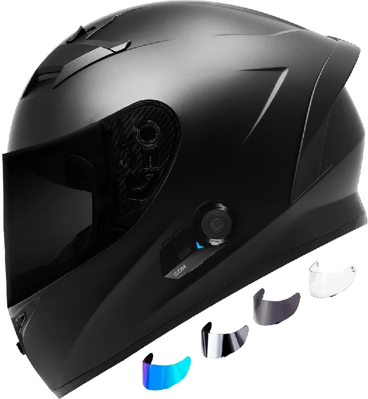 GDM VENOM SUPERSONIC Bluetooth Motorcycle Helmet and 4 Shields