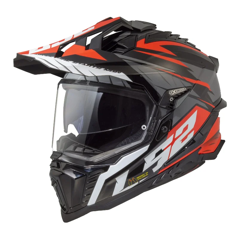 LS2 MX701 Explorer Spire Helmet - Black / Titanium / Red 06