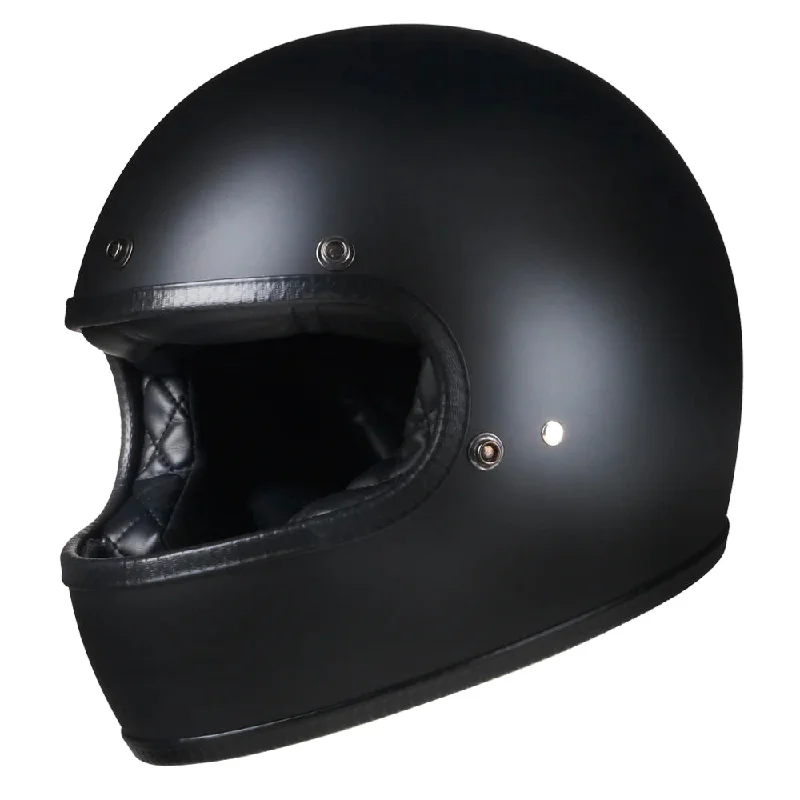 Retro DOT Full Face Motorcycle Helmet  - Matte Black