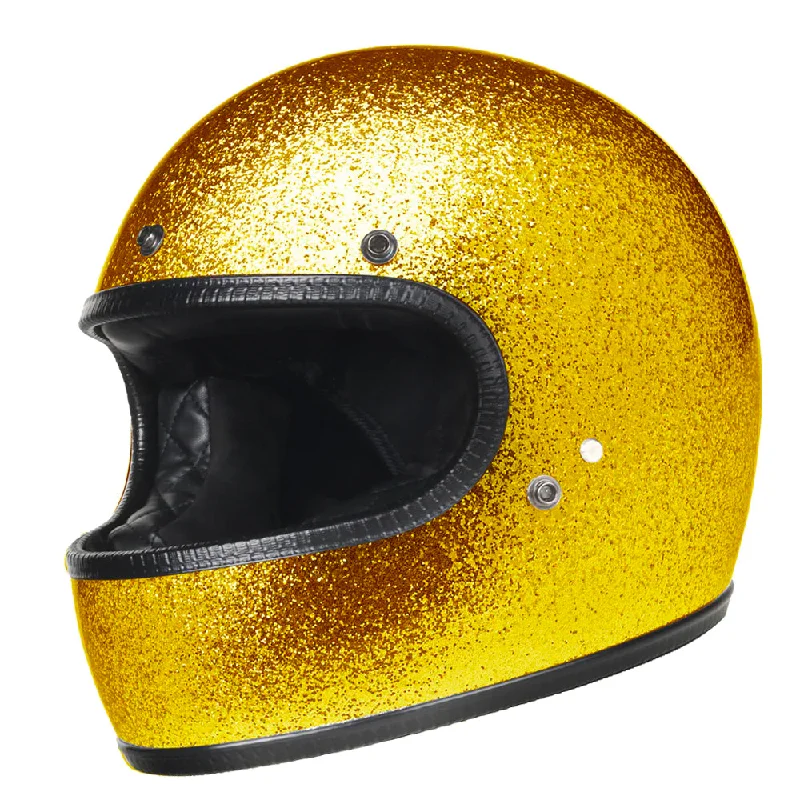 Retro DOT Full Face Motorcycle Helmet - Shiny Gold