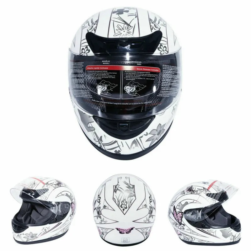 DOT Adult Motorcycle Butterfly Flip Up Full-Face Street Dirt Bike Helmet