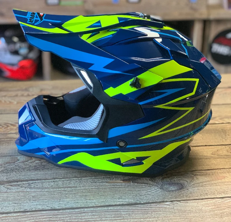 Vemar Taku Eye Motocross Helmet - Blue / Fluo Yellow Medium