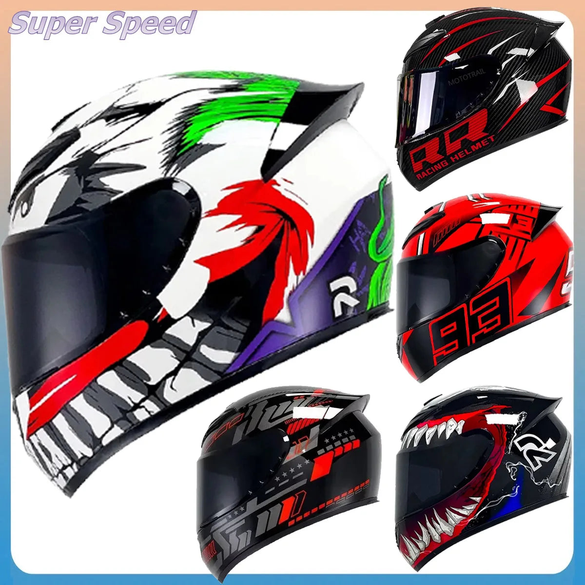 Venom Full Face Motorcycle Helmet Casco Motocross off-road Racing Moto Cascos para motos Motorbike Riding Capacete Motocross DOT