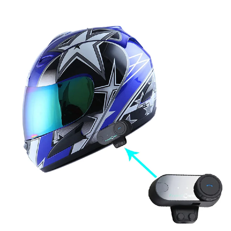 WOW Motorcycle HJM Street Bike Full Face Helmet + Motorcycle Bluetooth Headset